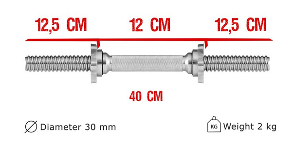 Short bar 40 cm (P40) fi 30 mm Kelton HOME